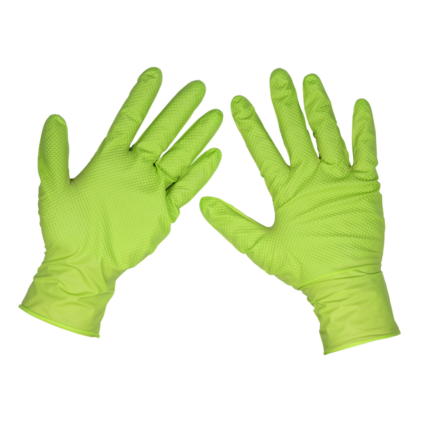 Diamond Grip Extra-Thick Nitrile Powder-Free Gloves, Hi-Vis Green, Large - Pack of 50