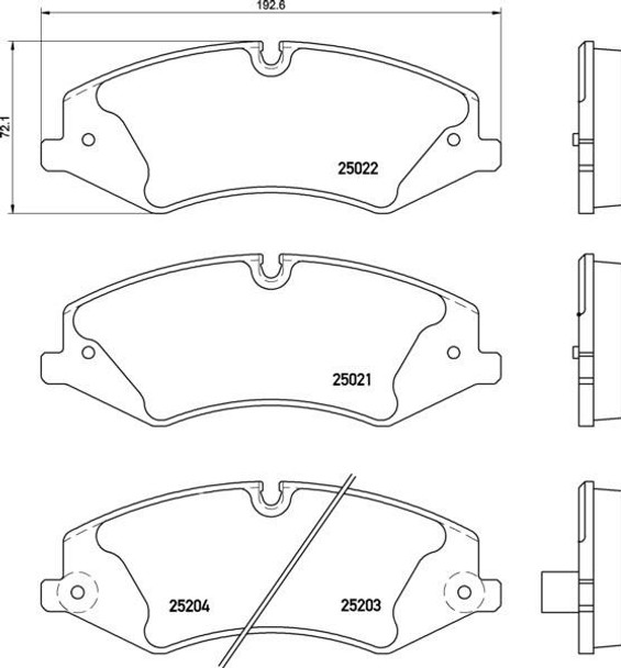 Mintex Rear Brake Pads for Freelander 2 (2007-2012) - LR003657, technical drawing of brake pad components with detailed measurements and part numbers. Mintex Rear Brake Pads for Freelander 2 (2007-2012) - LR003657, technical drawing of brake pad components with detailed measurements and part numbers.