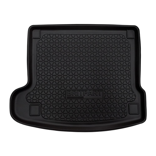 Britpart Premium Semi-Rigid Loadspace Boot Liner for Range Rover Velar, black rubber cargo mat with textured surface and raised edges.