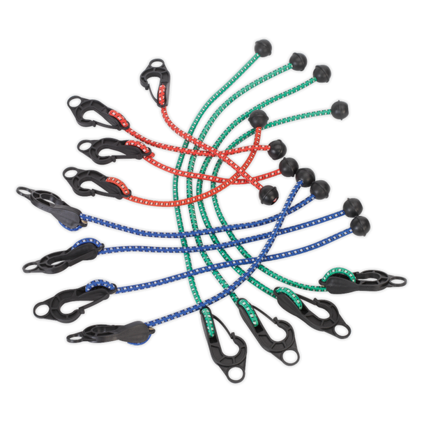 Assorted Tarpaulin Bungee Cord Set 12pc