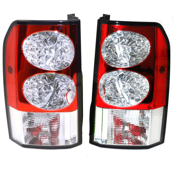 VALEO Discovery 3 & 4 Rear LED Tail Light Lamps Pair, black and red tail light with multiple LED sections for vehicle rear signalling and illumination.