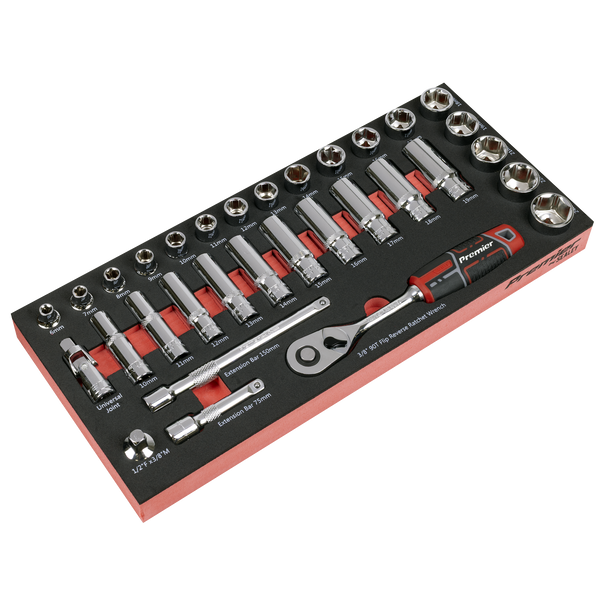 Premier Socket Set with Tool Tray 3/8"Sq Drive 32pc