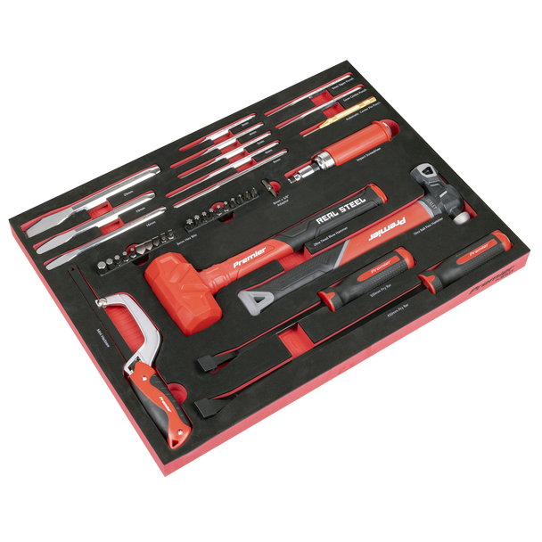 Premier Striking, Pry Bar, Hacksaw & Impact Screwdriver Set with Tool Tray 39pc