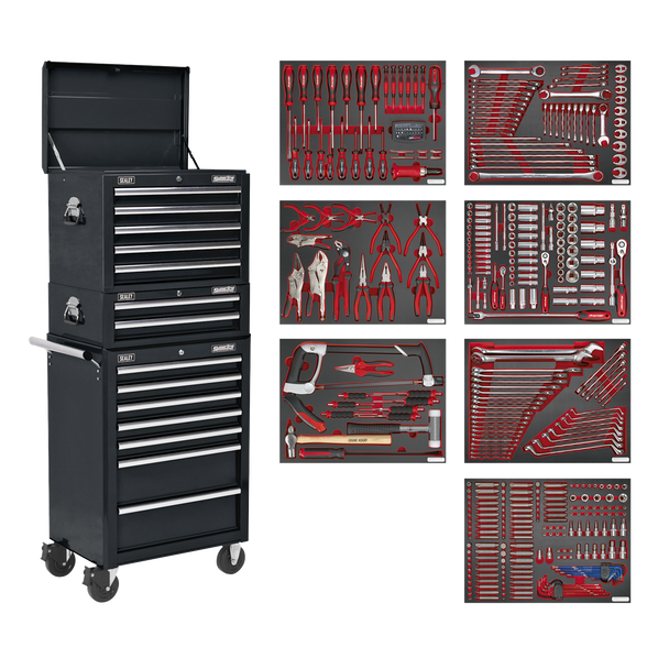 Superline PRO® Tool Chest Combination 14 Drawer with 446pc Tool Kit - Black