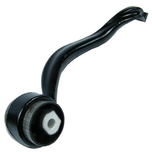 Direct Replacement Front Suspension Control Arm Upper Left Hand for Range Rover L322, black metal car part with mounting hole and curved arm design. Direct Replacement Front Suspension Control Arm Upper Left Hand for Range Rover L322, black metal car part with mounting hole and curved arm design.