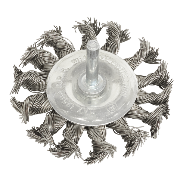 75mm Twist Knot Flat Wire Wheel with 6mm Shaft