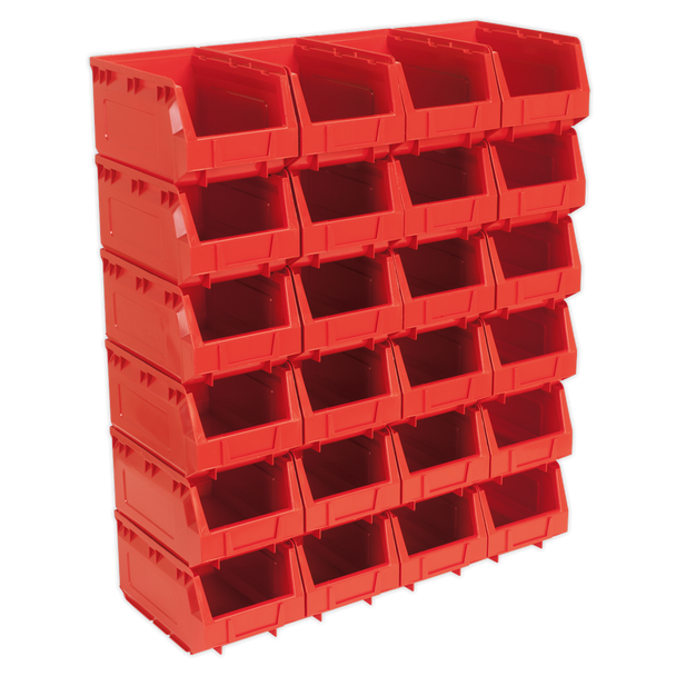 Plastic Storage Bin 150 x 240 x 130mm, Red - Pack of 24