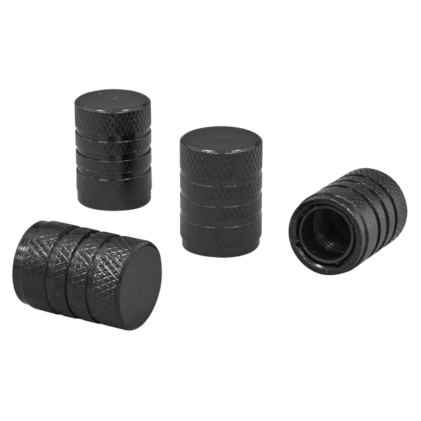 Aluminium Valve Cap 4pc - Black Anodised