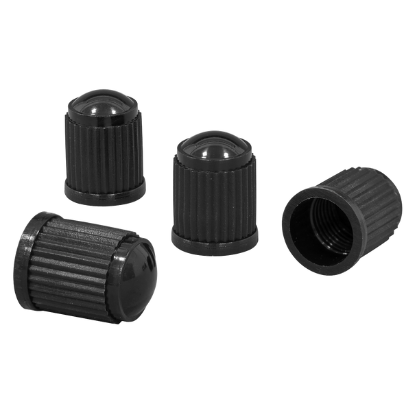 Plastic Valve Caps 4pc - Black