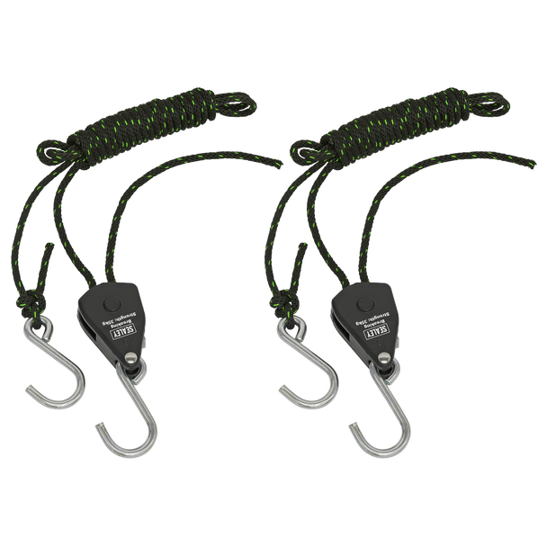 Ratchet Parts Hanger/Tie Down with S-Shaped Hooks 2m - Pack of 2 - VS0118