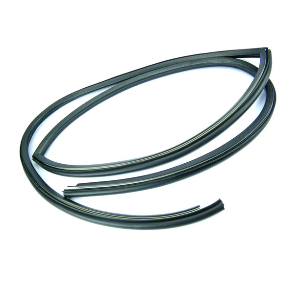 Direct Replacement Front Door Weather Seal Right Hand - LR077687, auto part for Defender & Series 3 vehicles, black rubber seal for door weatherproofing.