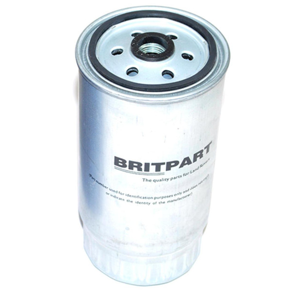 Direct Replacement Fuel Filter 2.0 TD4 BMW Engine for Freelander 1 Diesel, image of a silver cylindrical fuel filter with black rubber seal and multiple small holes on top.