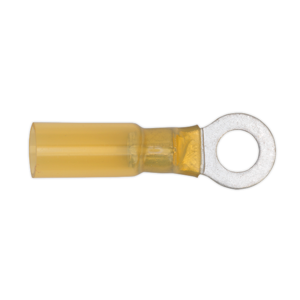 Heat Shrink Ring Terminal 6.4mm, Yellow - Pack of 25