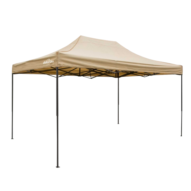 Dellonda Premium 3 x 4.5m Pop-Up Gazebo, Heavy Duty, PVC Coated, Water-Resistant Fabric, Supplied with Carry Bag, Rope, Stakes & Weight Bags - Beige Canopy