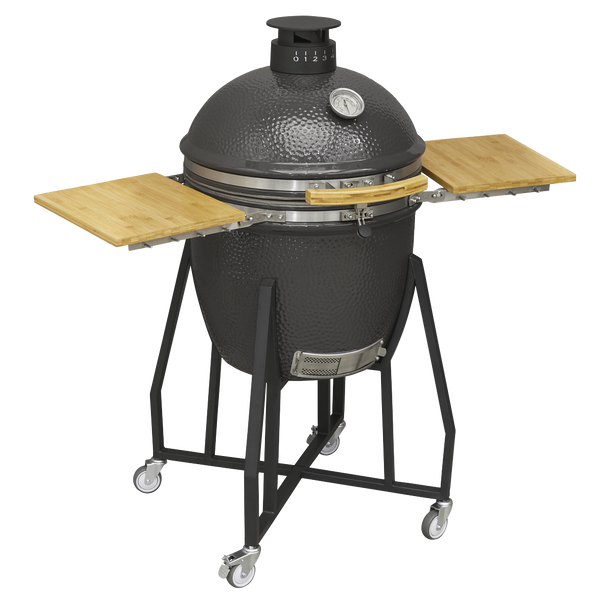 Dellonda Deluxe 22"(56cm) Ceramic Kamado Style BBQ with Wheeled Stand