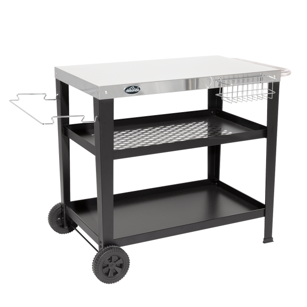 Dellonda Plancha Trolley with Utensil Holder - Stainless Steel Top