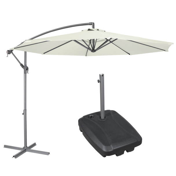 Dellonda Banana Parasol with Cover & Base 3m - Cream