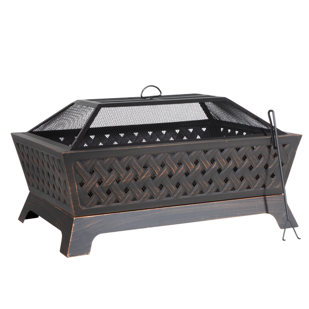 Dellonda 89cm Rectangular Outdoor Fire Pit, Antique Bronze Effect
