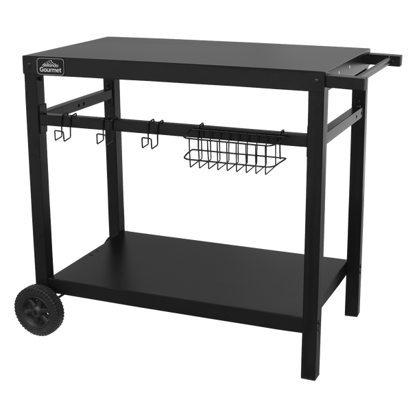 Dellonda Plancha Trolley with Utensil Holder - Black