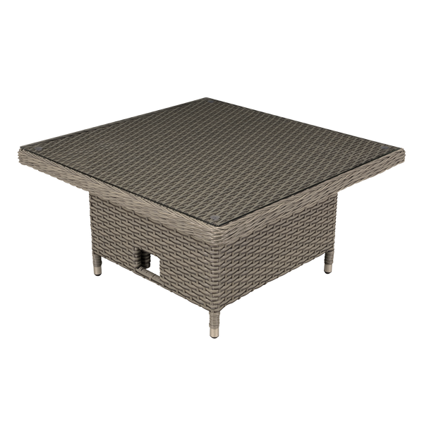 Dellonda Chester Rattan Wicker Adjustable-Height Outdoor Dining Table