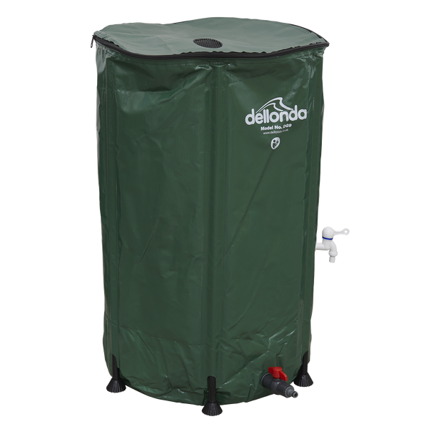 Dellonda Collapsible PVC Garden Water Butt with Zipped Lid & Drain Tap 250L
