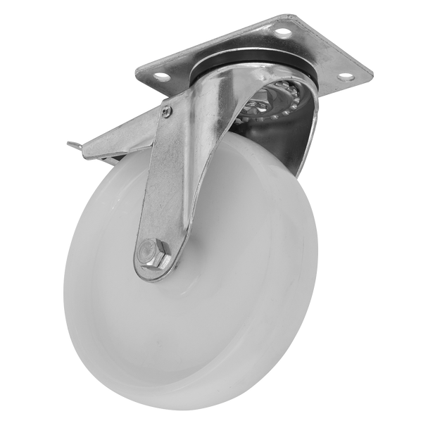 125mm Castor Wheel with Swivel Plate & Total Lock - SCW4125SPLEM