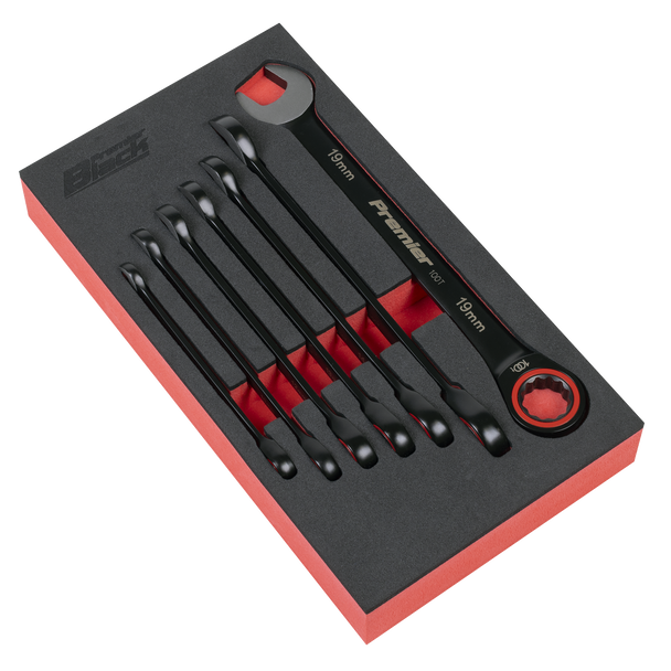 Premier Black Combination Ratchet Spanner Set 7pc - AK63941B