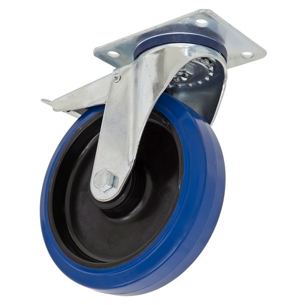160mm Castor Wheel with Swivel Plate & Total Lock - SCW3160SPLEM
