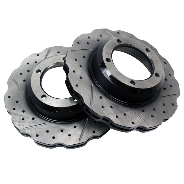 Terrafirma Wavy Cross Drilled & Grooved Brake Disc Solid Rear for Defender