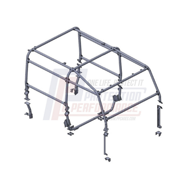 Terrafirma Roll Cage - 6 Point - Full External for Defender 90 - HT & SW Smooth Roof - Without Bulkhead
