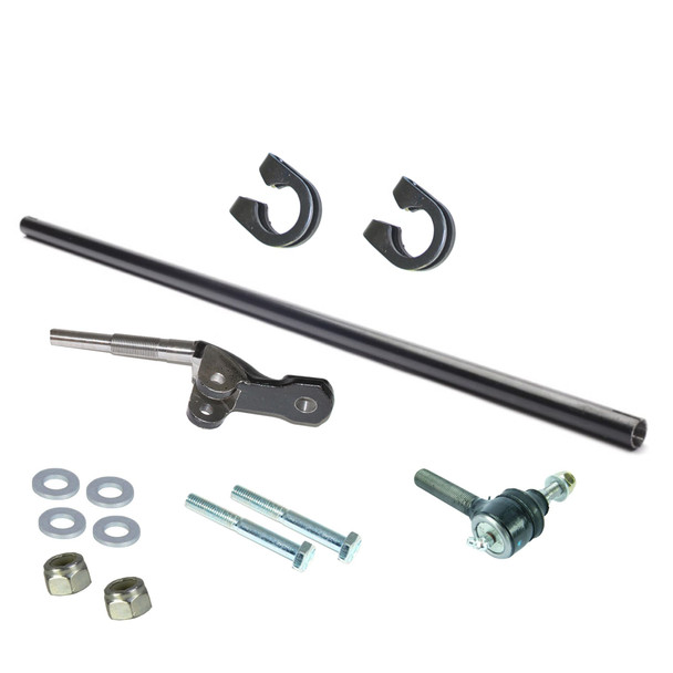 Direct Replacement Drag Link Steering Rod KIT Right Hand Drive for Defender, automotive steering components including a drag link, adjustment tube, and tie rod end with ball joint.