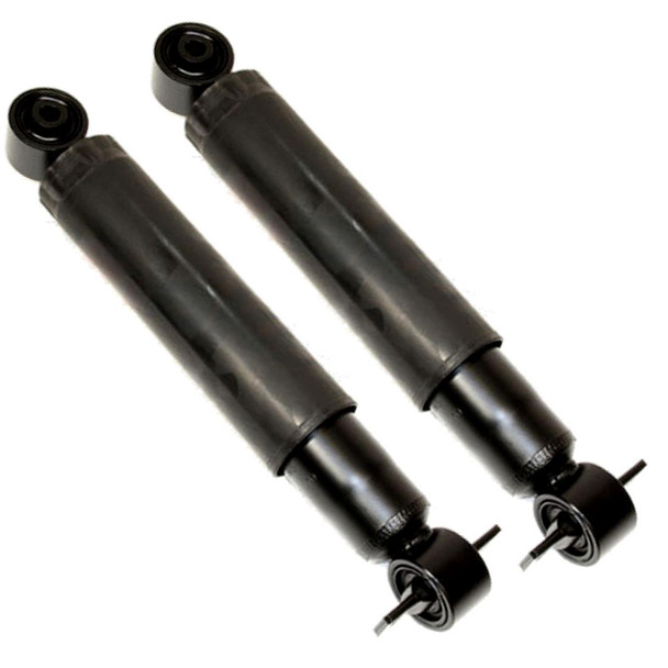 Direct Replacement Front Shock Absorbers, non-ACE for Discovery 2, pair of black automotive suspension shocks for vehicle stability. Direct Replacement Front Shock Absorbers, non-ACE for Discovery 2, pair of black automotive suspension shocks for vehicle stability.