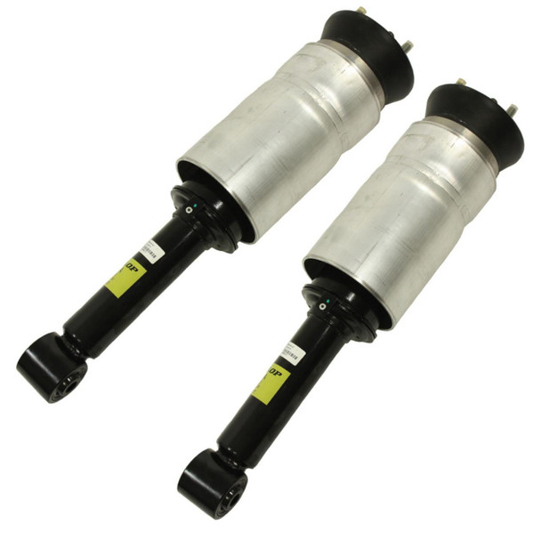 Dunlop Pair of Dunlop Front Air Suspension Struts with Dampers for Discovery 3, black and silver shock absorbers with dampers for vehicle suspension.