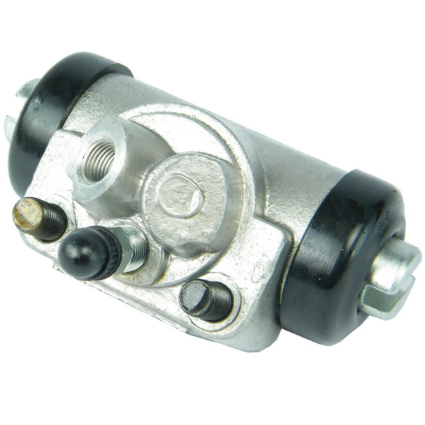 Product: Rear Brake Wheel Cylinder for Defender 90, close-up view of the right-hand side replacement wheel cylinder for rear brake system. Product: Rear Brake Wheel Cylinder for Defender 90, close-up view of the right-hand side replacement wheel cylinder for rear brake system.