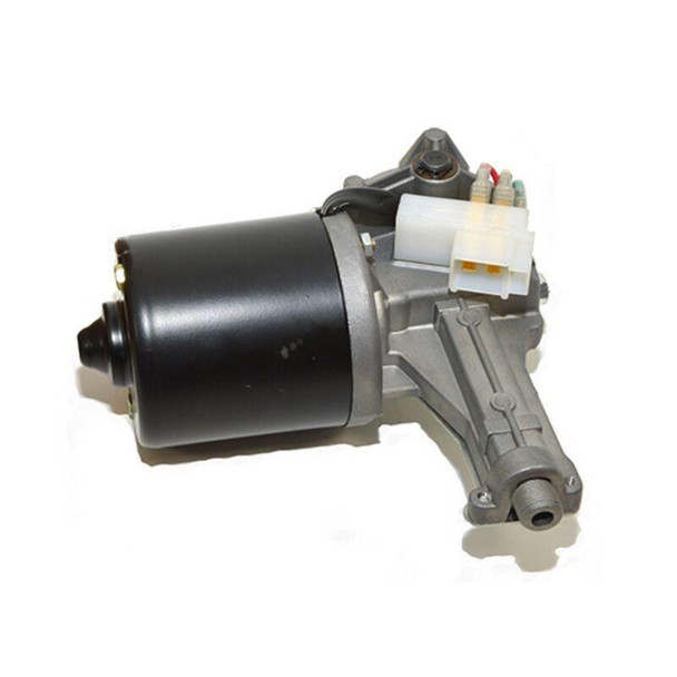Direct Replacement Front Windscreen Wiper Motor 1983 - 2001 for Defender, automotive windshield wiper motor with electrical connections and mounting bracket.