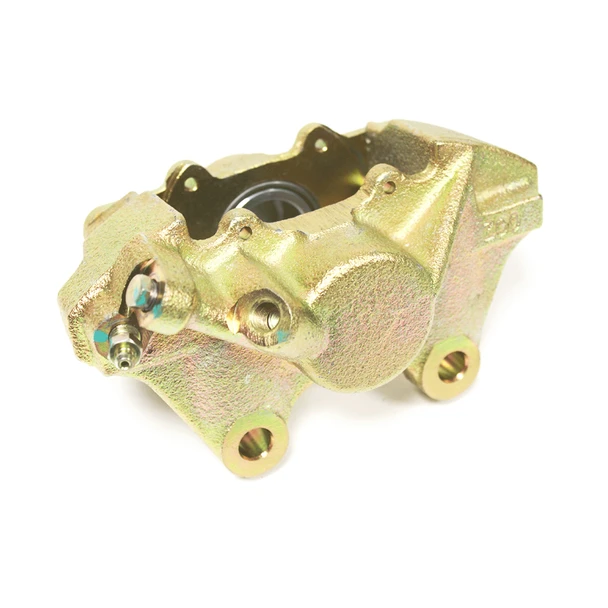 Direct Replacement Rear Right Hand Brake Caliper for Defender 90, metallic automotive brake caliper with mounting holes and piston.