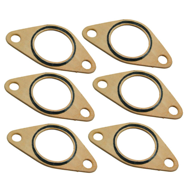 Direct Replacement Inlet Manifold Gasket Set x6 2.5TD for Range Rover P38, image of six beige gasket plates with black inner rings and holes for mounting screws.