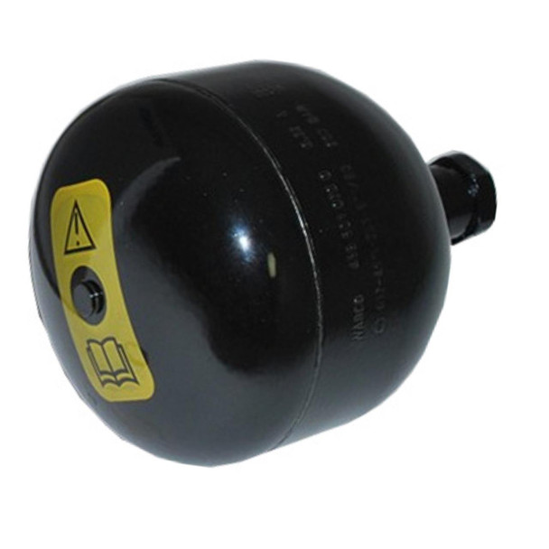 WABCO ABS Accumulator for Range Rover P38, black cylindrical automotive part with warning labels.