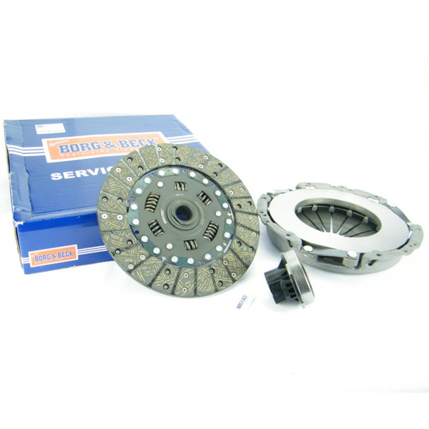 Borg & Beck Clutch Kit for Defender 200TDi & 300TDi, automotive clutch components including pressure plate, clutch disc, and release bearing with packaging.