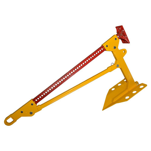 Britpart 4x4 High Lift Farm Jack Ground Anchor, yellow and red heavy-duty farm jack with ground anchor extension and adjustable length for off-road recovery and ground stabilization.