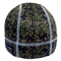 SweatHawg Skull cap in camo fabric with grey stitching.  Absorbent brow with wicking bamboo ultra lightweight fabric keeps sweat from dripping in your eyes.