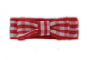 Red and white Makayla gingham baby hair bow shown on a bitty clip