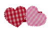 Red and Light Pink Gingham Hearts shown on a red bitty clip