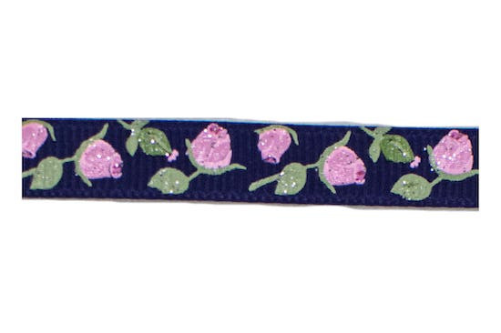 Navy Floral Sparkle French Clip Barrette