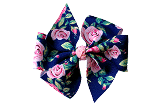 Vicky. Navy Floral Toddler Hair Bows.