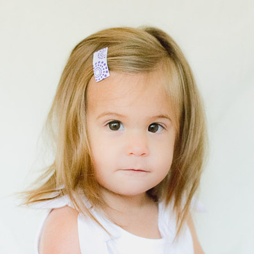 Toddler Barrette White with Amethyst Purple Dots