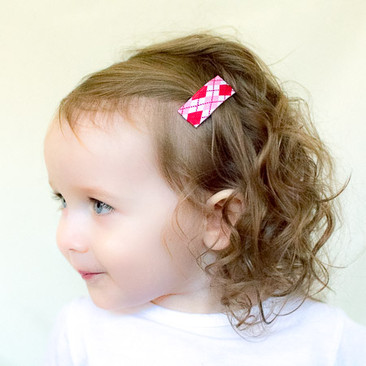 Toddler Barrette Argyle Red and Pink
