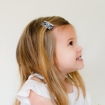 Toddler Barrette Sassy Satin Damask Black & White