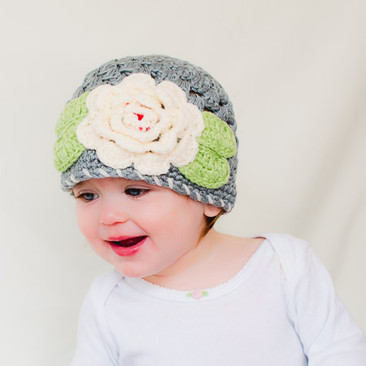 Louisa. Crocheted Flower Hat.