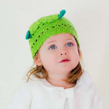 Emily. Crocheted Flower Hat. Green and Turquoise.